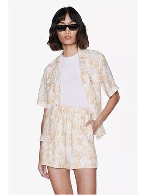 Anine Bing Candice Palm Print Shorts Large $250